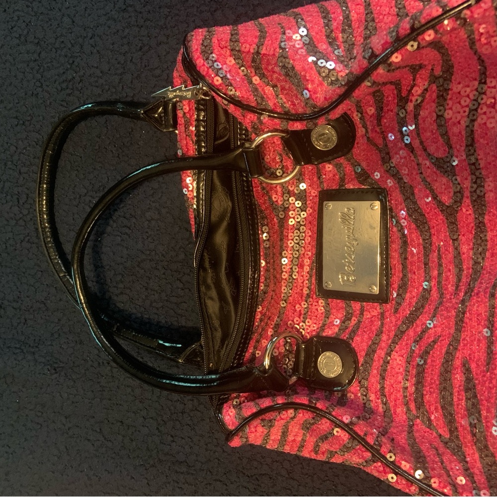 Betsey Johnson Pink and Black Satchel Bag